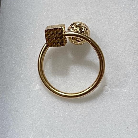 18k Real Saudi Gold Ring Suare and Ball Sz 5 - Picture 5 of 8